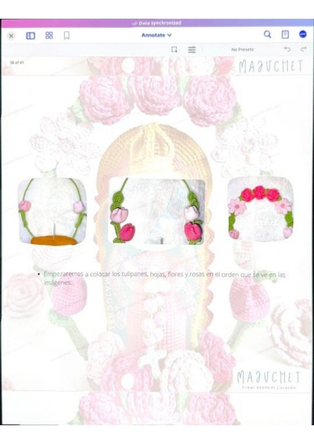 Patrón de pago: Virgen de Guadalupe amigurumi con rosas