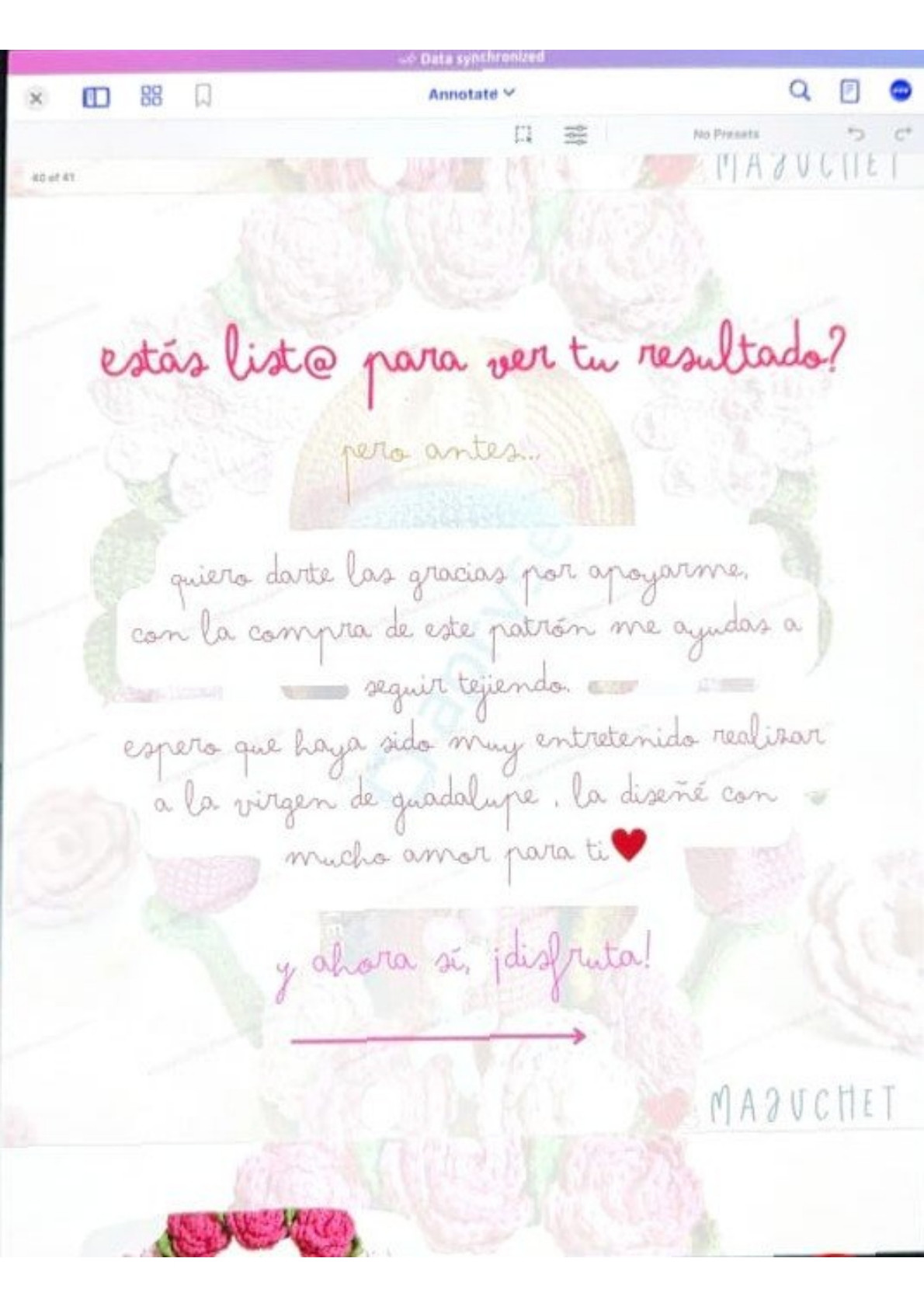 Patrón de pago: Virgen de Guadalupe amigurumi con rosas