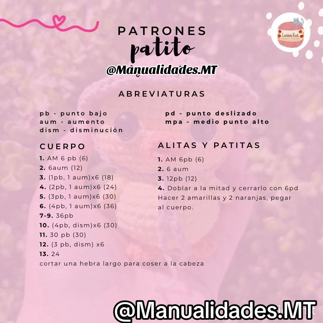 Patrón de patito amigurumi amarillo con sombrero