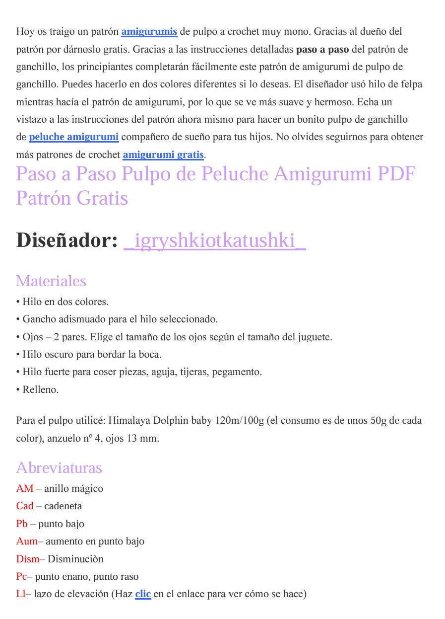 Patron de pulpo amigurumi paso a paso en amarillo y azul