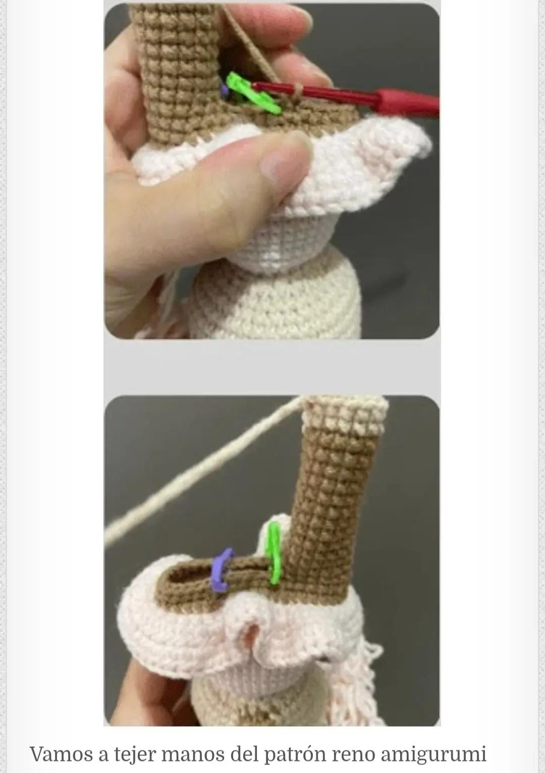 Patrón de renos amigurumi con gorro de Navidad y bufanda navideña