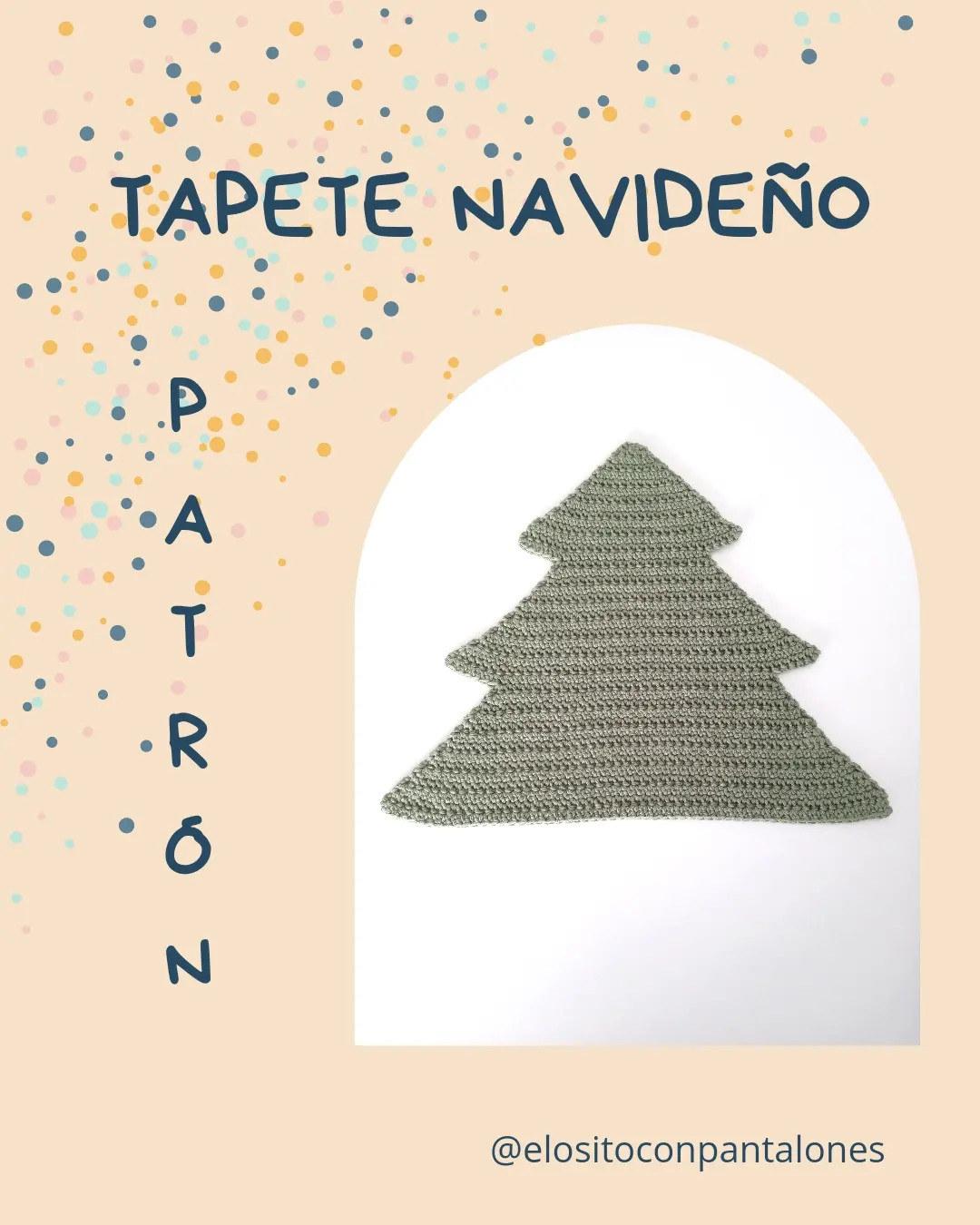 Patrón de tapete navideño con forma de árbol de Navidad hecho a crochet en color verde