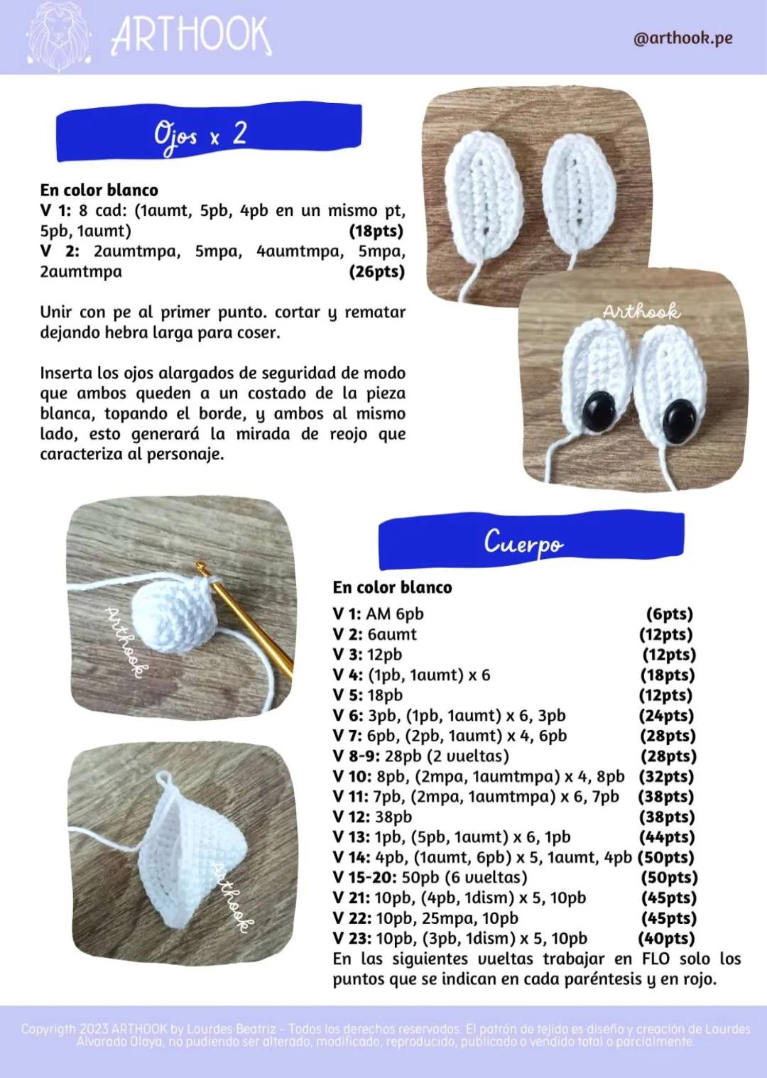 Patrón de tejido a crochet para Pato Donald (Donald Duck) - Parte 1: Brazos, Patas y Cuerpo