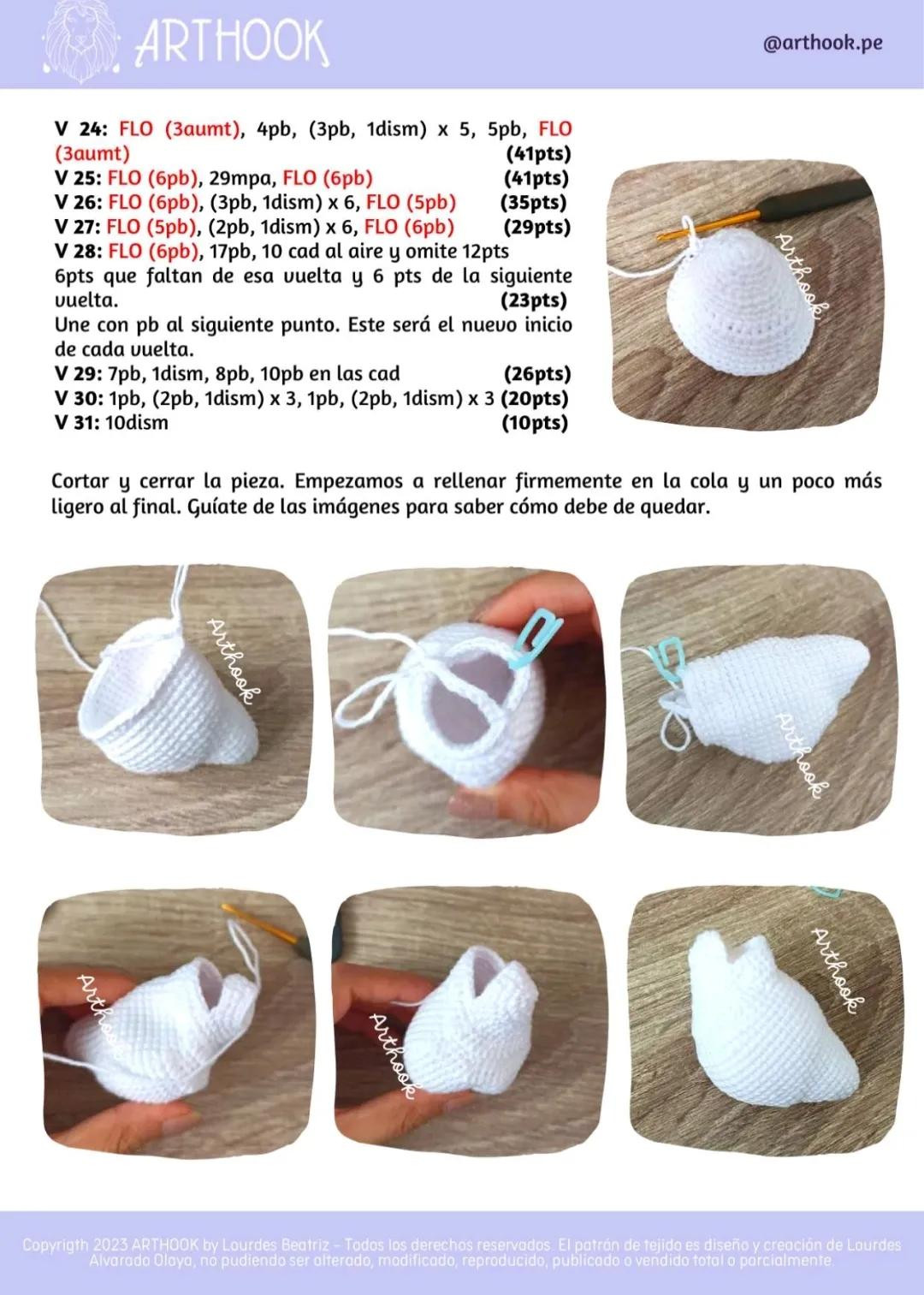 Patrón de tejido a crochet para Pato Donald (Donald Duck) - Parte 1: Brazos, Patas y Cuerpo