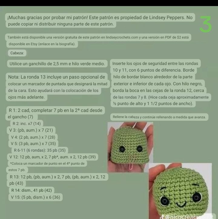 Patrón de tortuga amigurumi verde con girasol