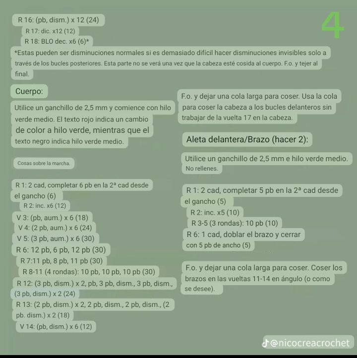 Patrón de tortuga amigurumi verde con girasol