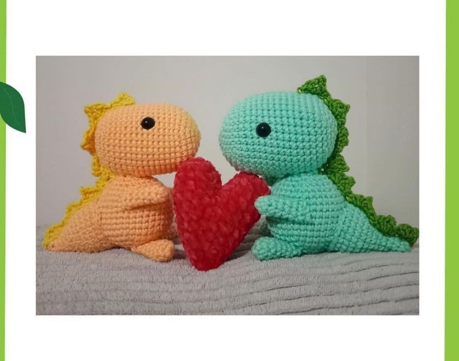Patrón Dino Amor: Guía paso a paso para crochet amigurumi
