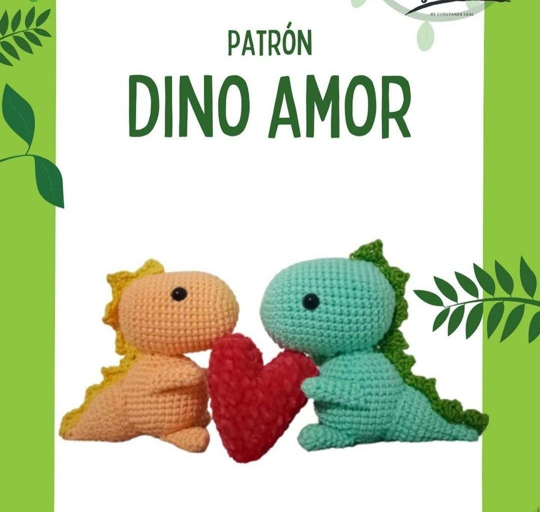 Patrón Dino Amor: Guía paso a paso para crochet amigurumi