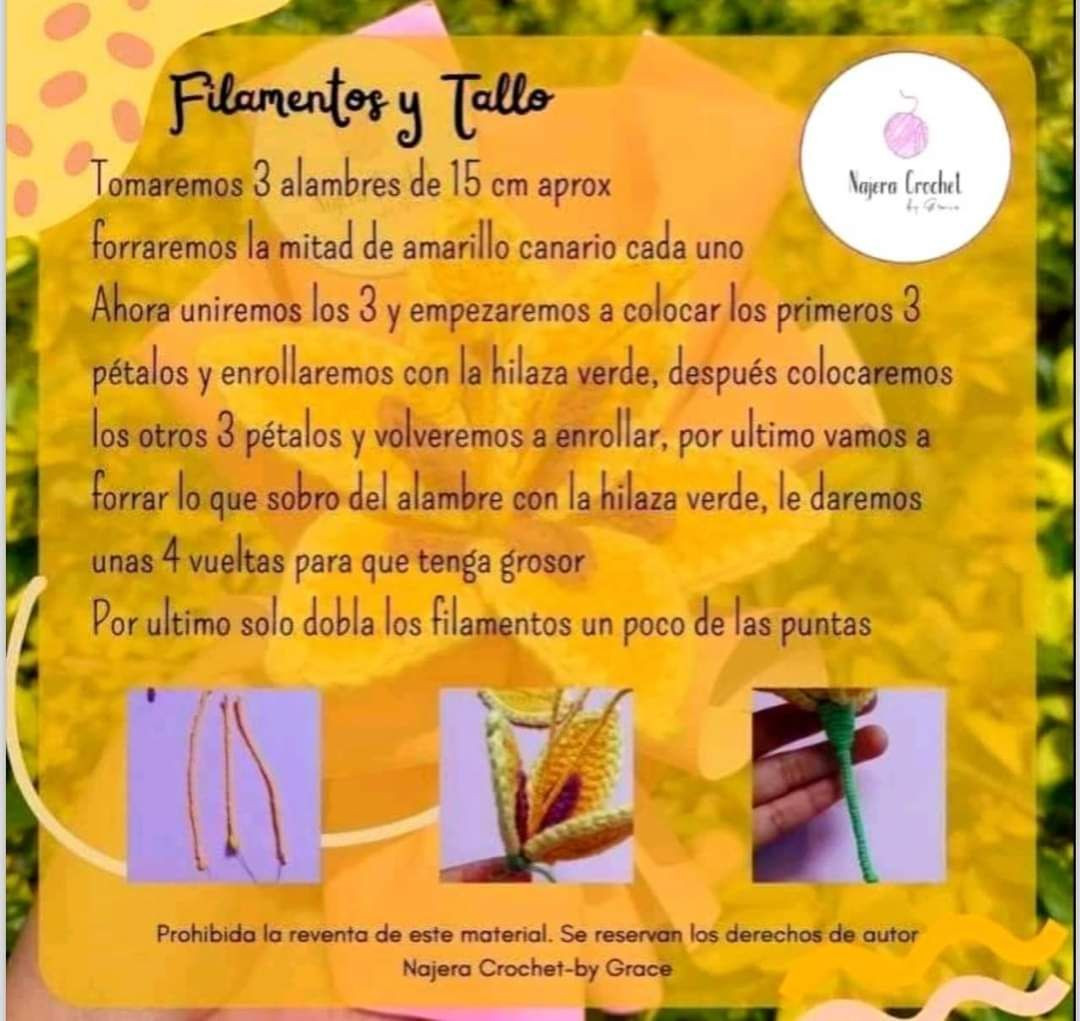 Patrón Flor que da Fulgor - Móc len hoa vàng tím hướng dẫn chi tiết