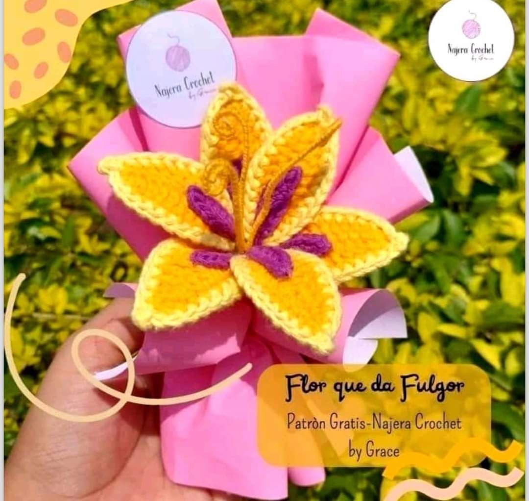 Patrón Flor que da Fulgor - Móc len hoa vàng tím hướng dẫn chi tiết