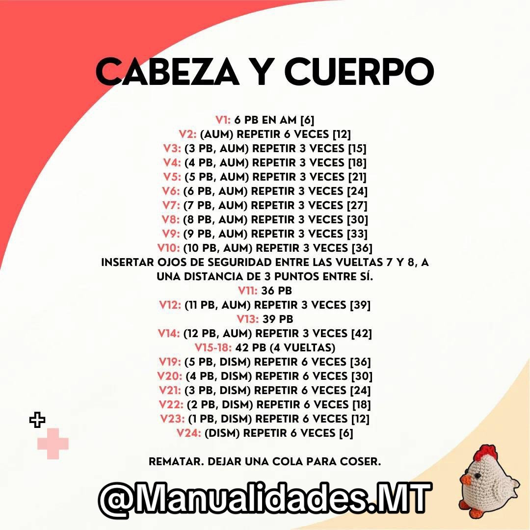 Patrón Gallina Amigurumi Gratis - Tejido a Crochet