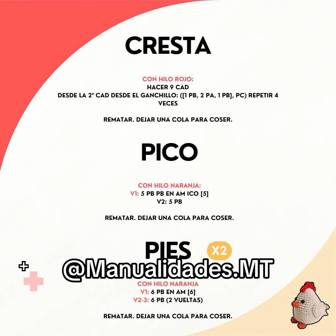 Patrón Gallina Amigurumi Gratis - Tejido a Crochet