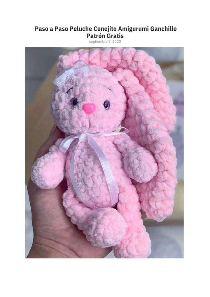 Patron Ganchillo Conejito Amigurumi Rosa Paso a Paso