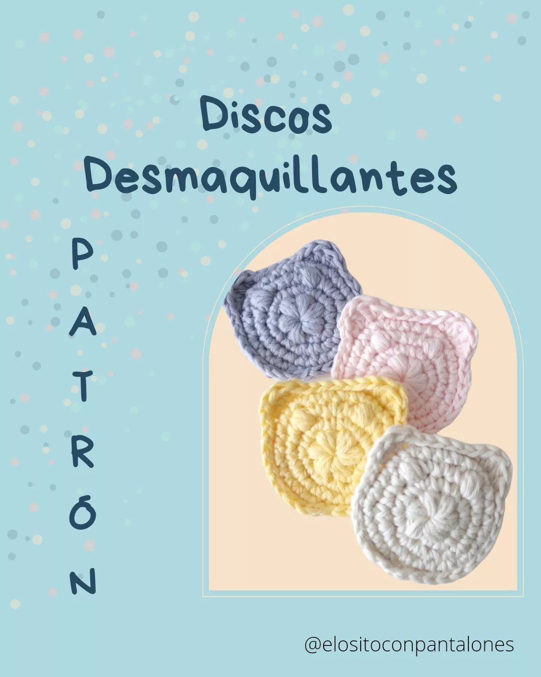 Patrón Ganchillo: Discos Desmaquillantes con forma de gato en colores pastel, tutorial paso a paso