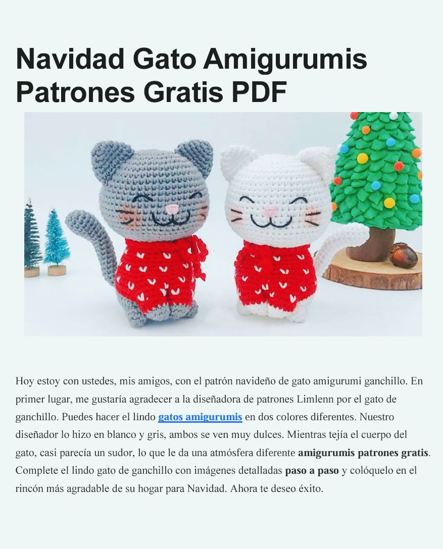 Patrón Gato Amigurumi Navidad: Tutorial Paso a Paso