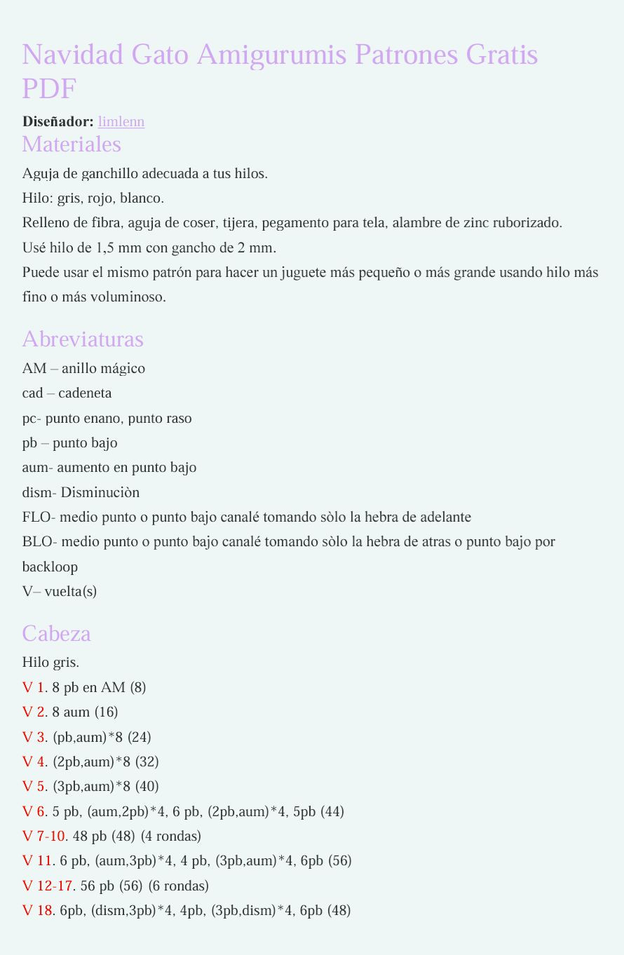 Patrón Gato Amigurumi Navidad: Tutorial Paso a Paso