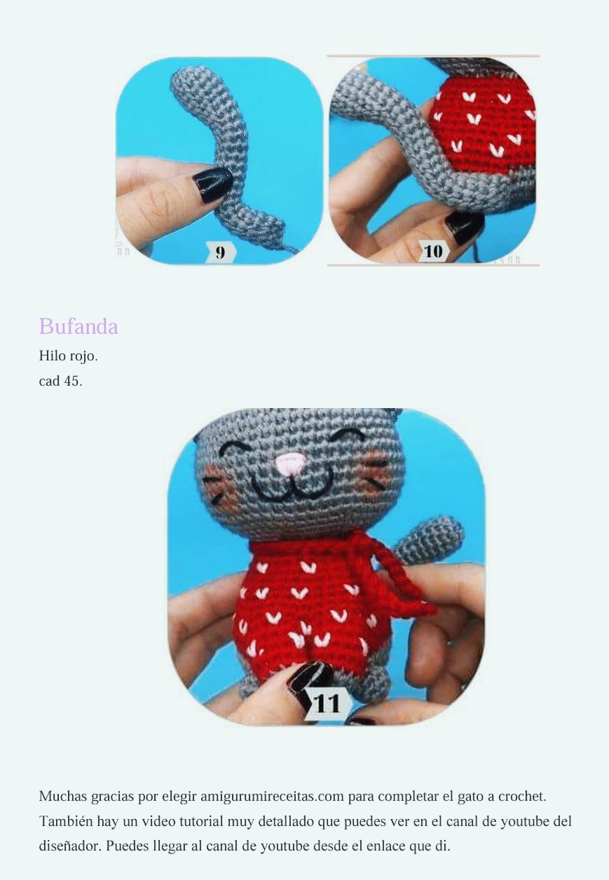 Patrón Gato Amigurumi Navidad: Tutorial Paso a Paso