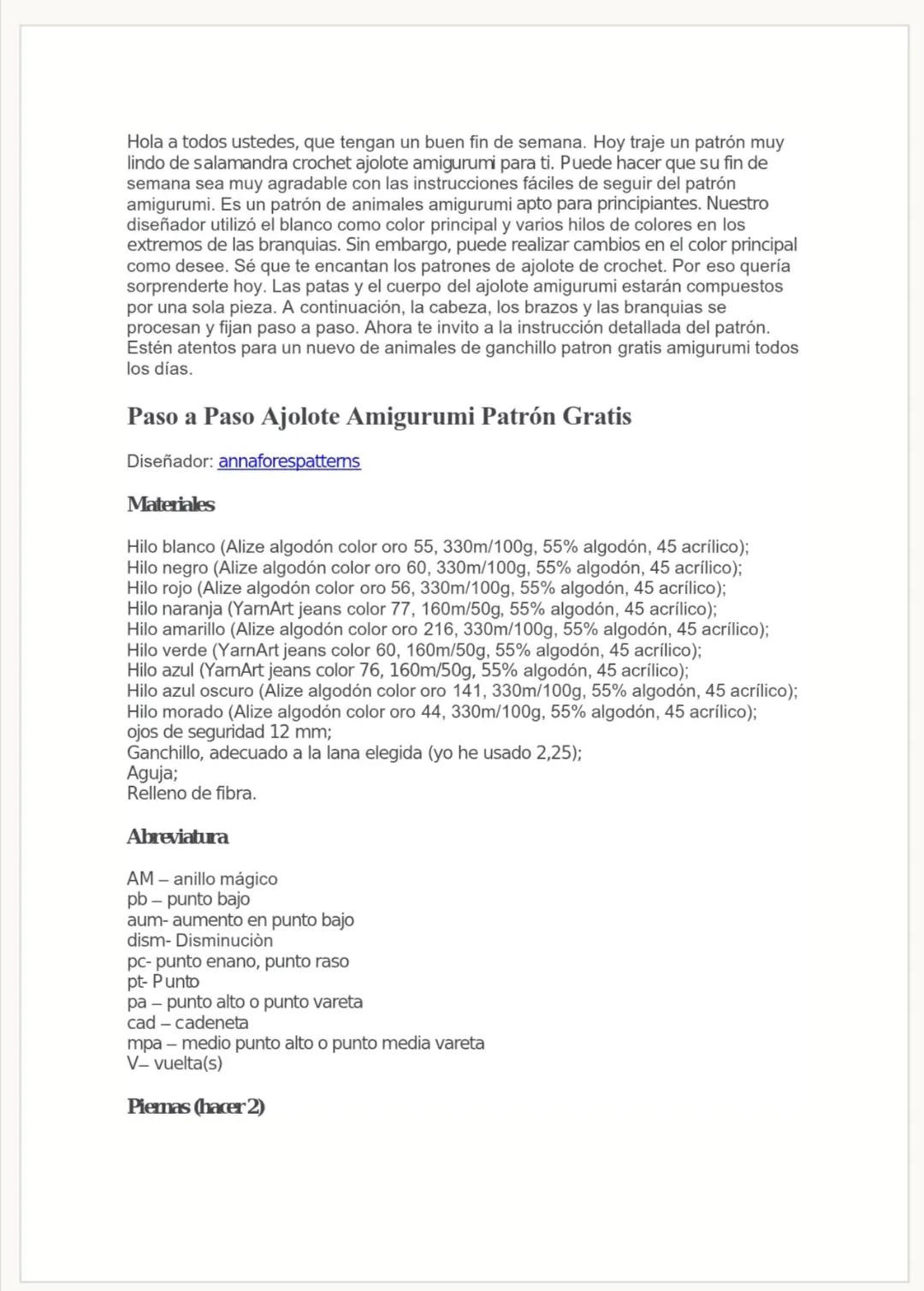 Patrón Gratis Ajolote Amigurumi Tejido Crochet con Branquias de Colores