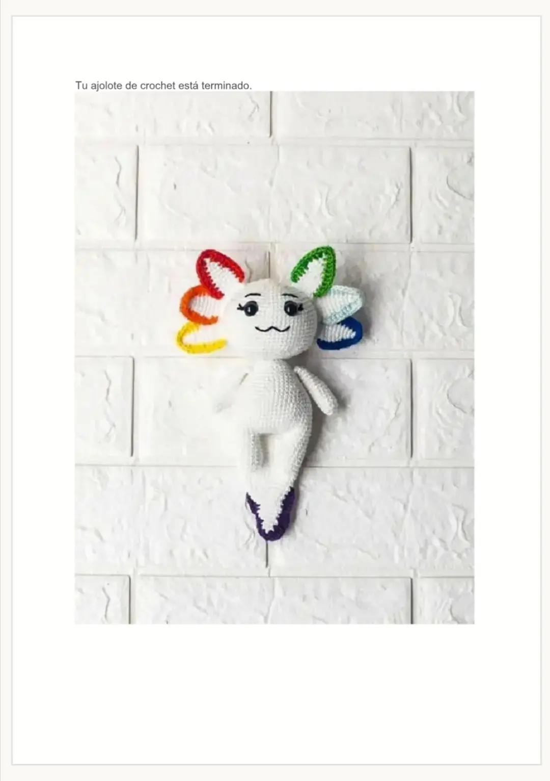 Patrón Gratis Ajolote Amigurumi Tejido Crochet con Branquias de Colores