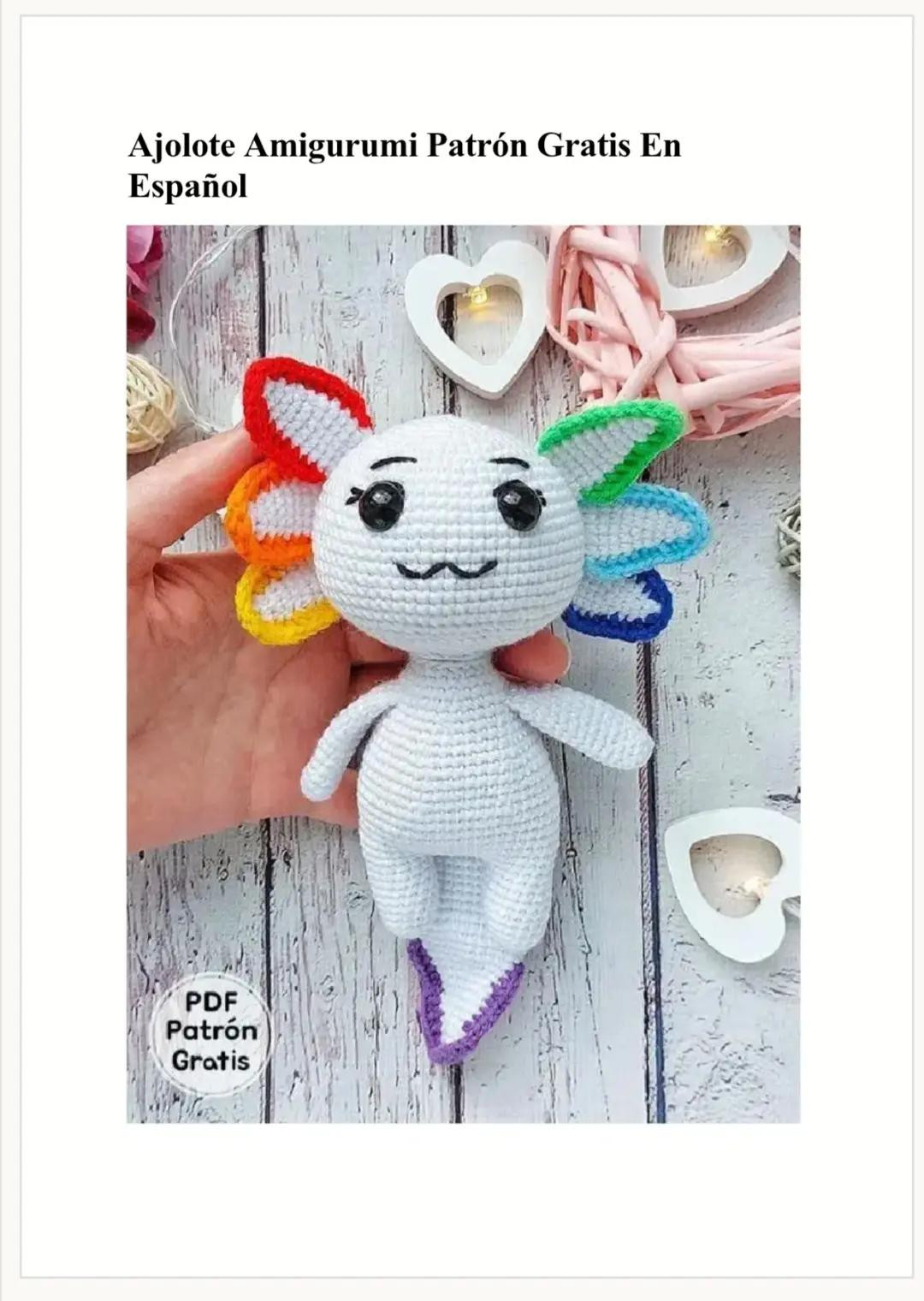 Patrón Gratis Ajolote Amigurumi Tejido Crochet con Branquias de Colores