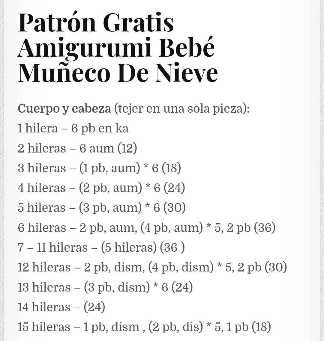 Patrón Gratis Amigurumi Bebé Muñeco De Nieve