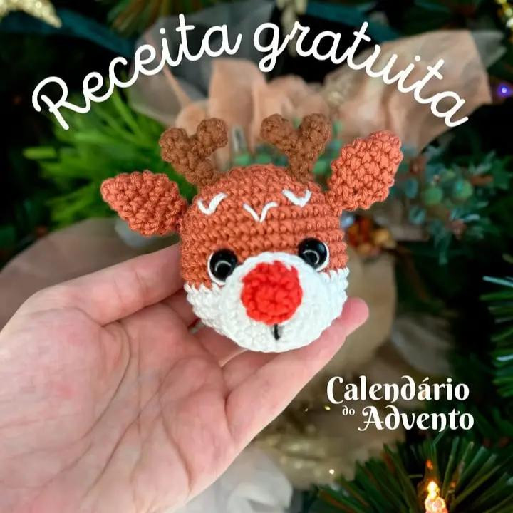Patrón Gratis Amigurumi Cabeza de Reno para Calendario de Adviento