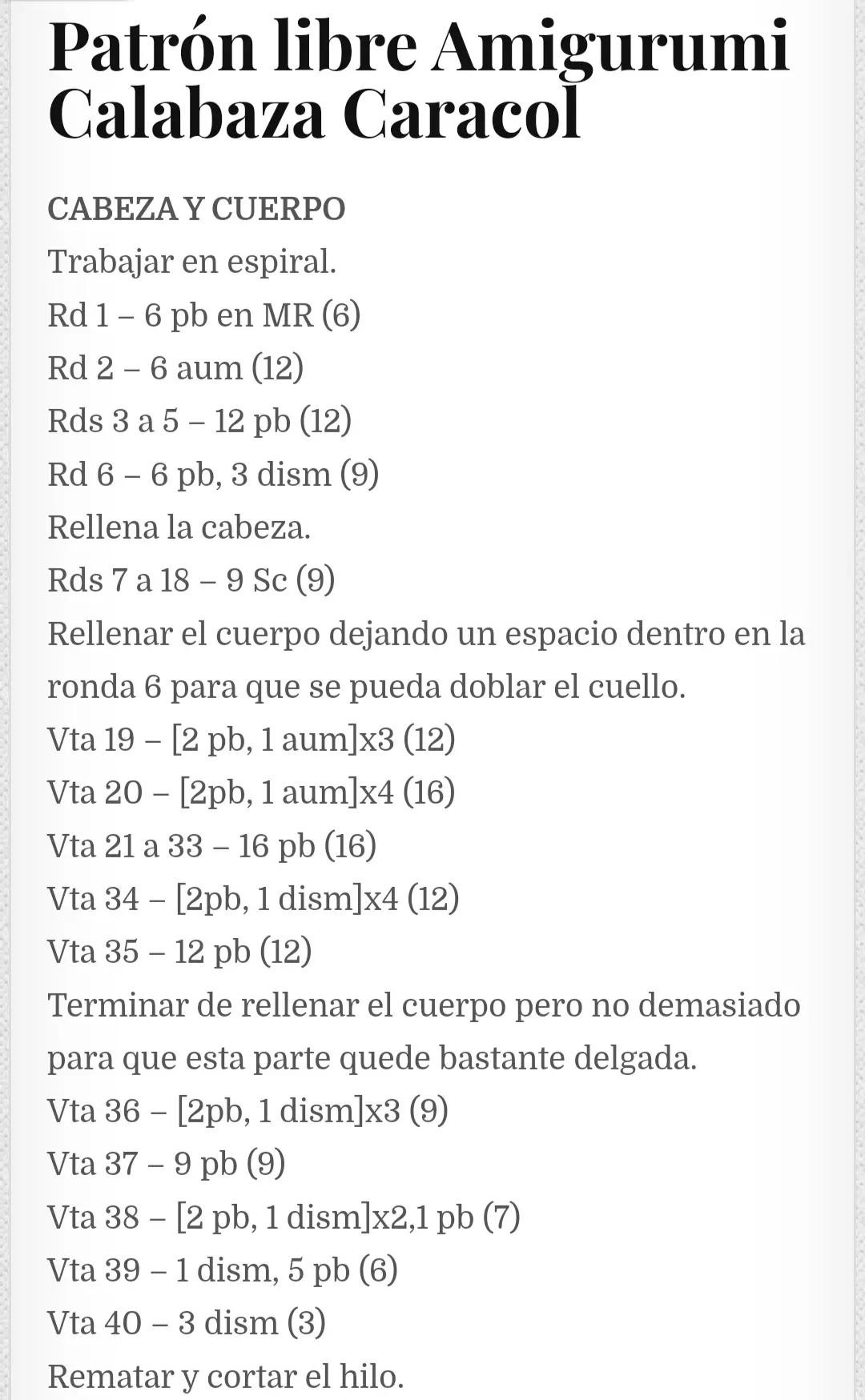 Patrón gratis Amigurumi Caracol Calabaza: Tutorial paso a paso para tejer un caracol con caparazón de calabaza naranja
