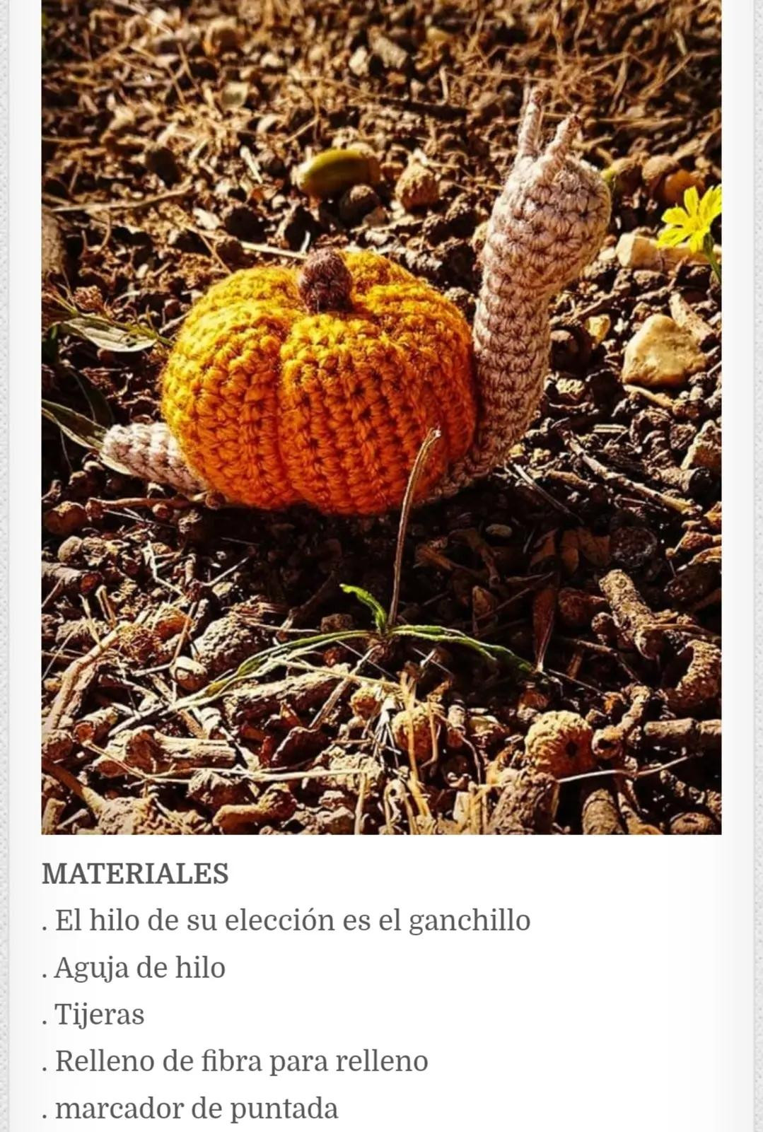 Patrón gratis Amigurumi Caracol Calabaza: Tutorial paso a paso para tejer un caracol con caparazón de calabaza naranja