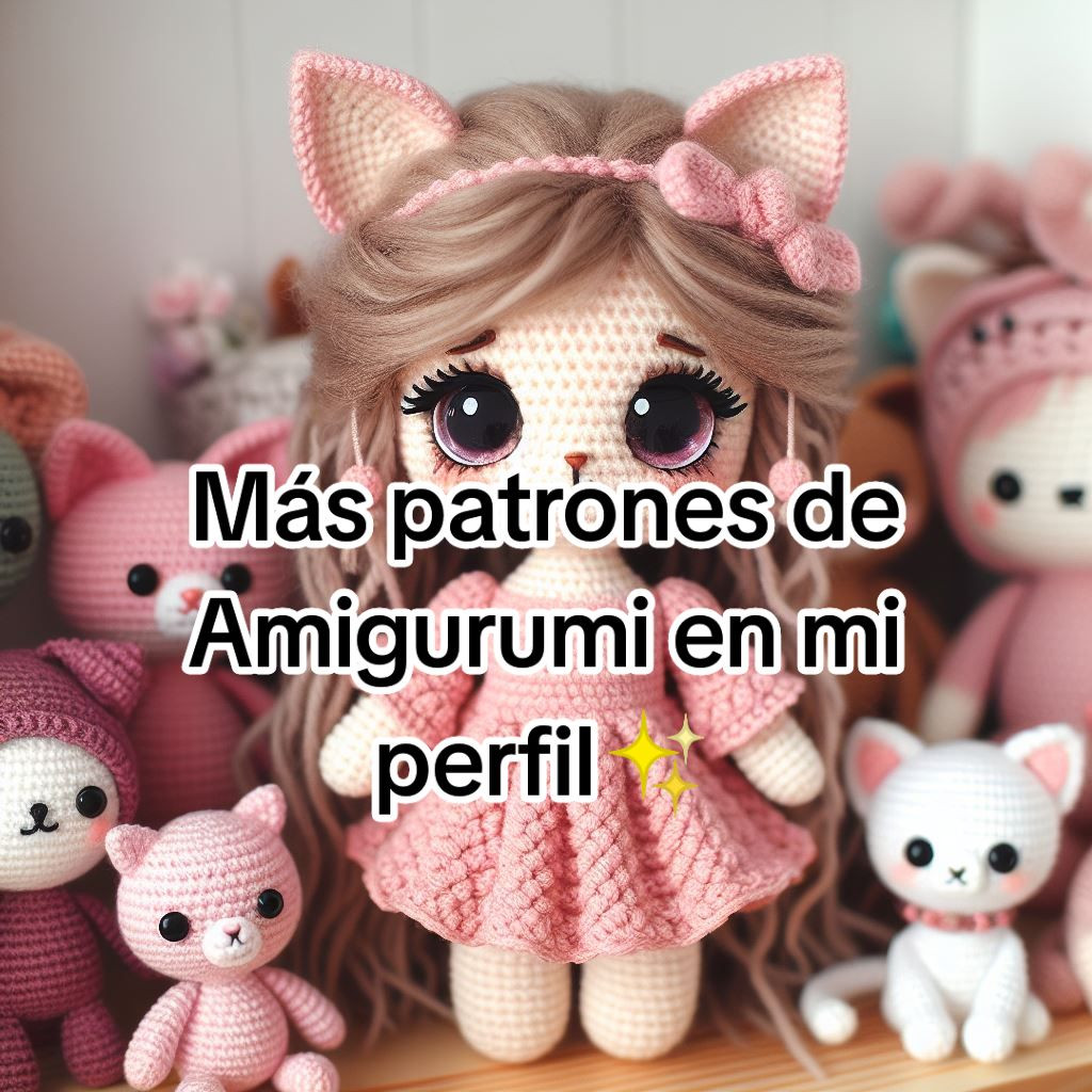 Patrón gratis Amigurumi Chica Gato con vestido verde y flores