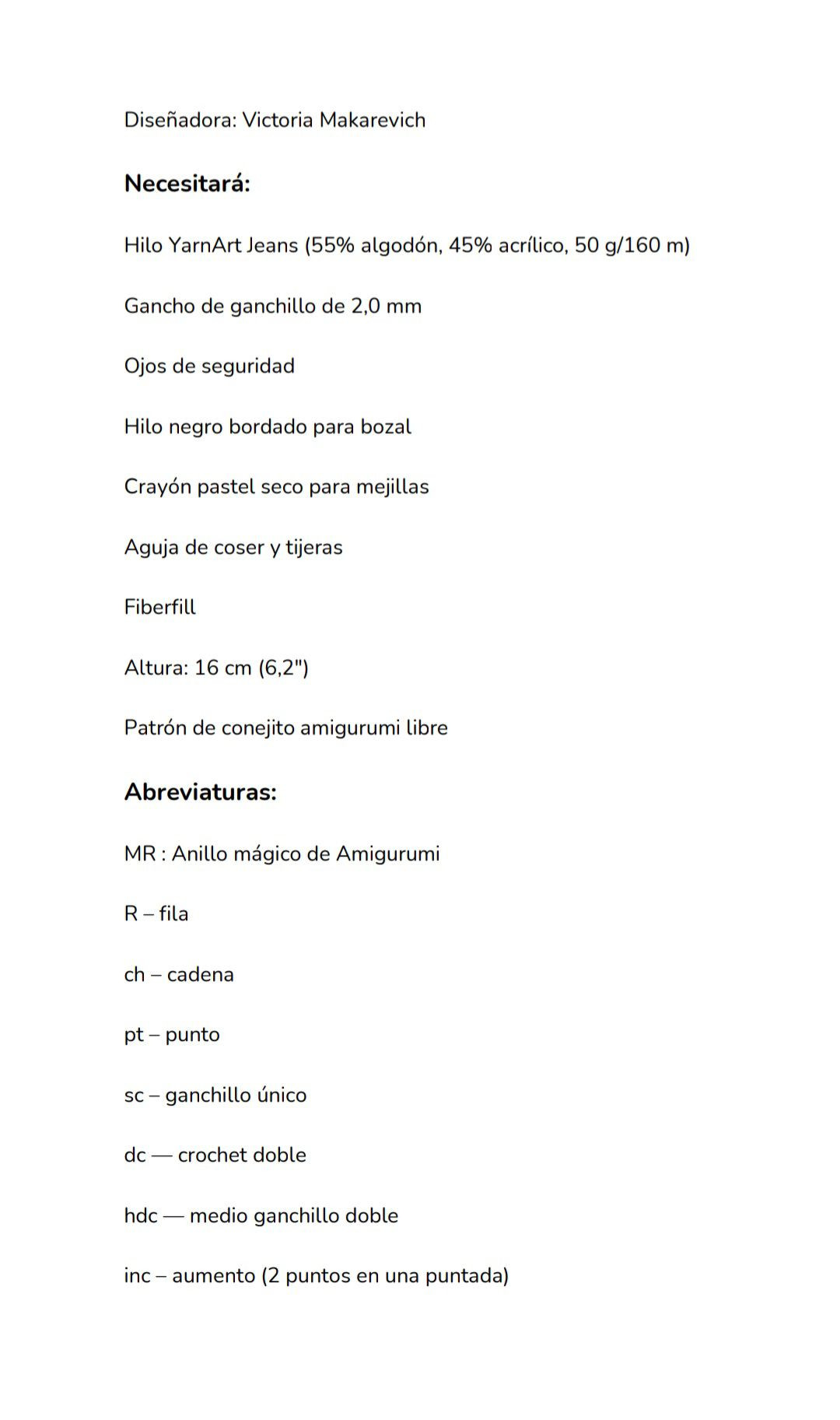 Patrón gratis amigurumi coneja blanca con vestido morado y corazón rosa