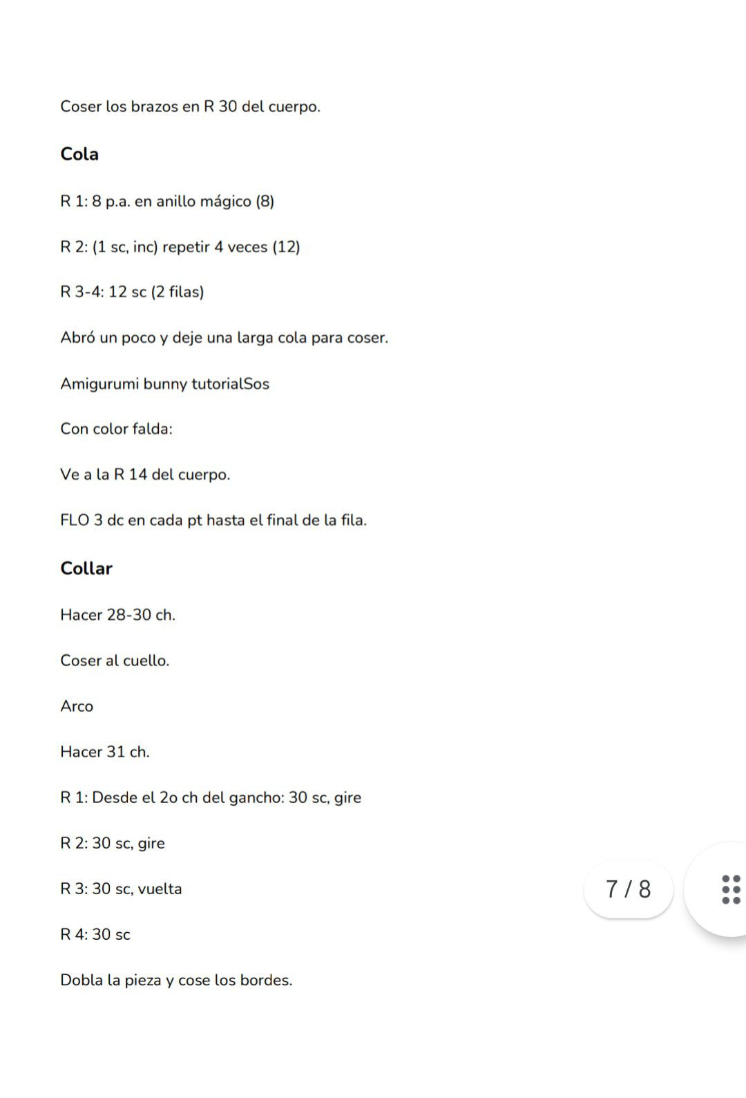 Patrón gratis amigurumi coneja blanca con vestido morado y corazón rosa