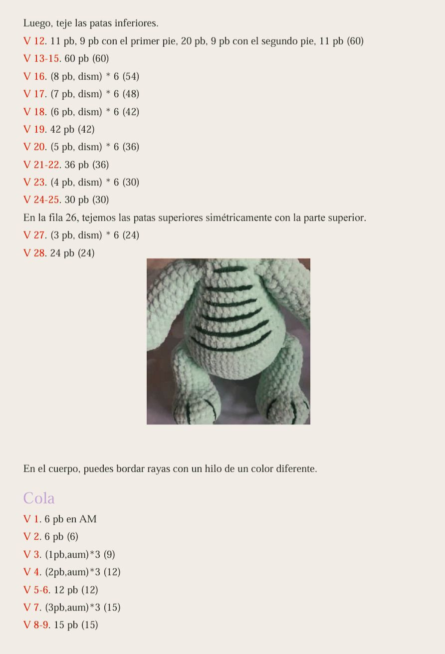 Patrón Gratis Amigurumi Dinosaurio Verde