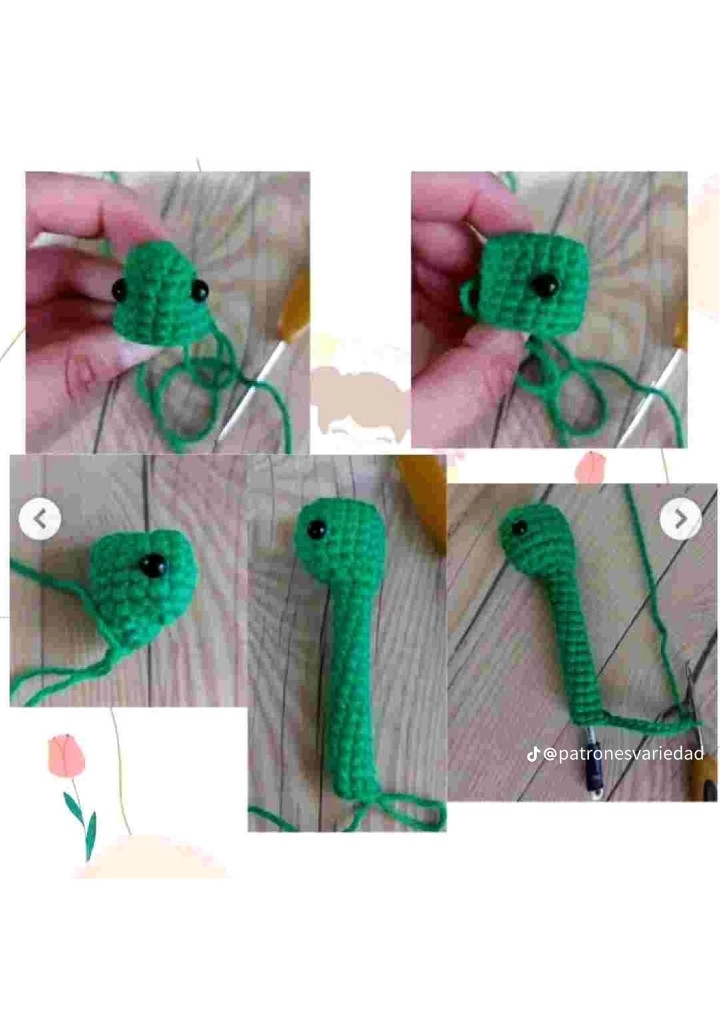 Patrón Gratis: Amigurumi Dinosaurios Amorosos Rosa y Verde