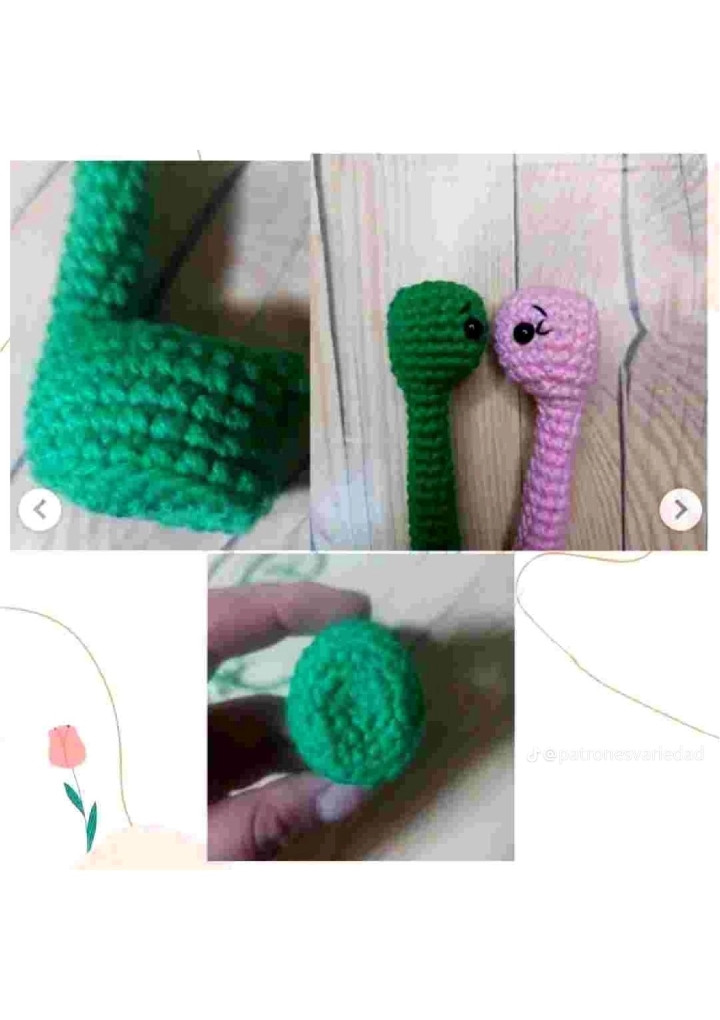 Patrón Gratis: Amigurumi Dinosaurios Amorosos Rosa y Verde