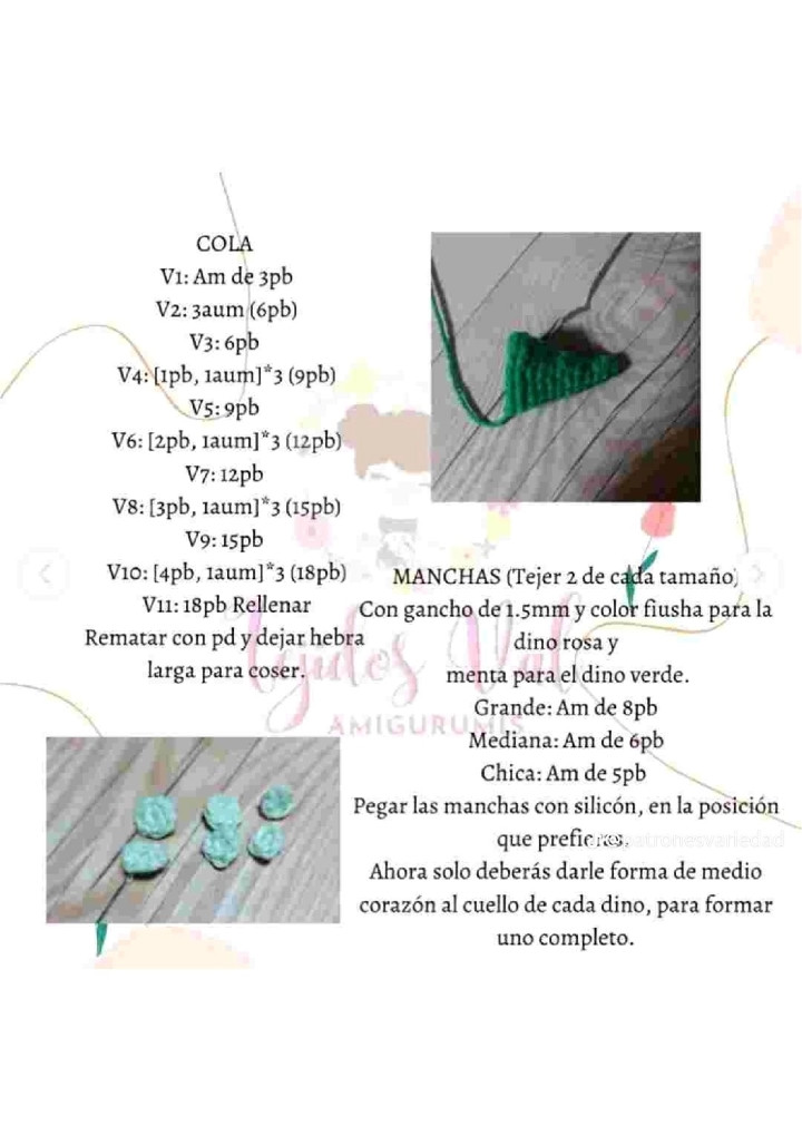 Patrón Gratis: Amigurumi Dinosaurios Amorosos Rosa y Verde