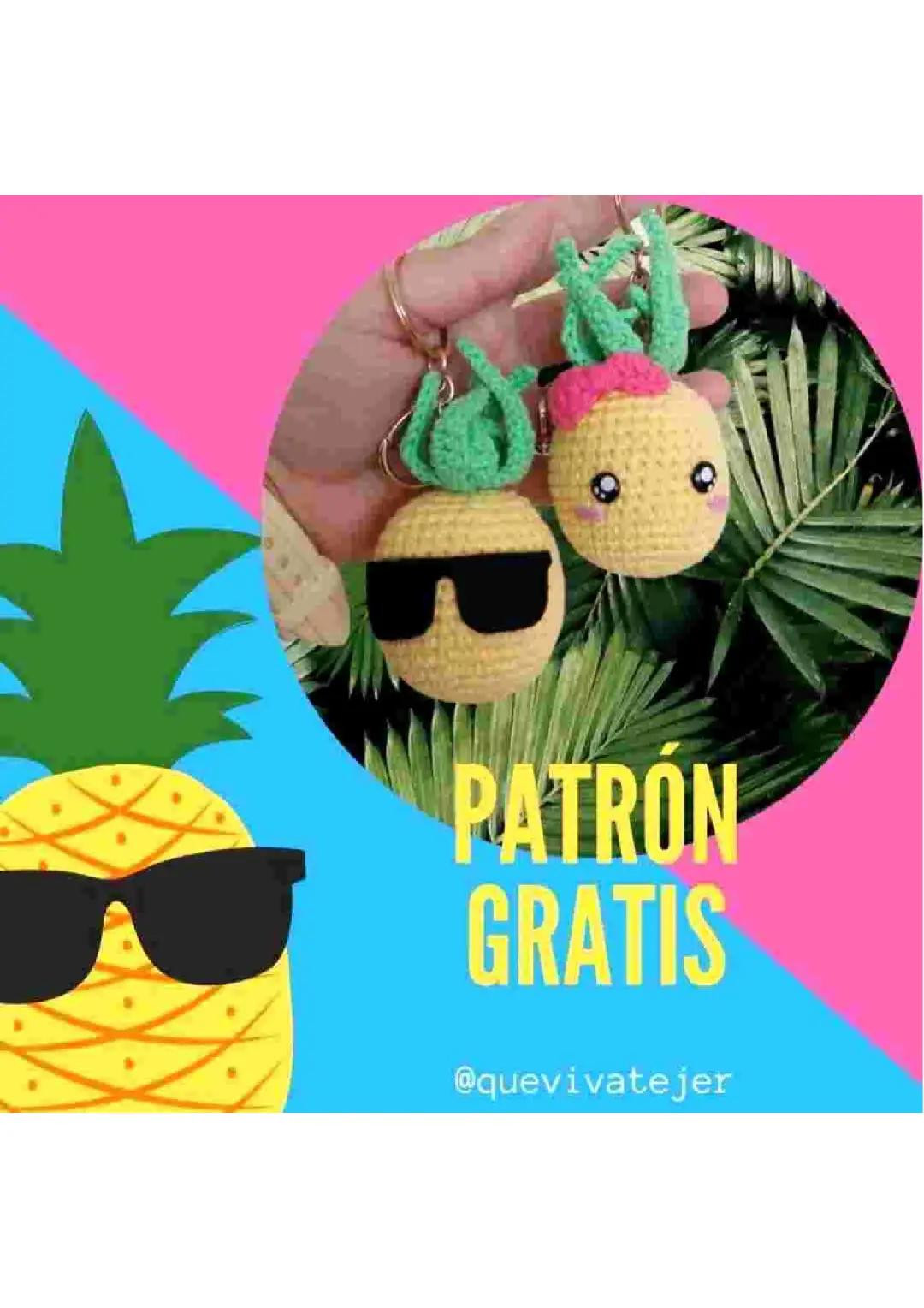 Patrón Gratis Amigurumi Dúo Piña con Gafas y Moño