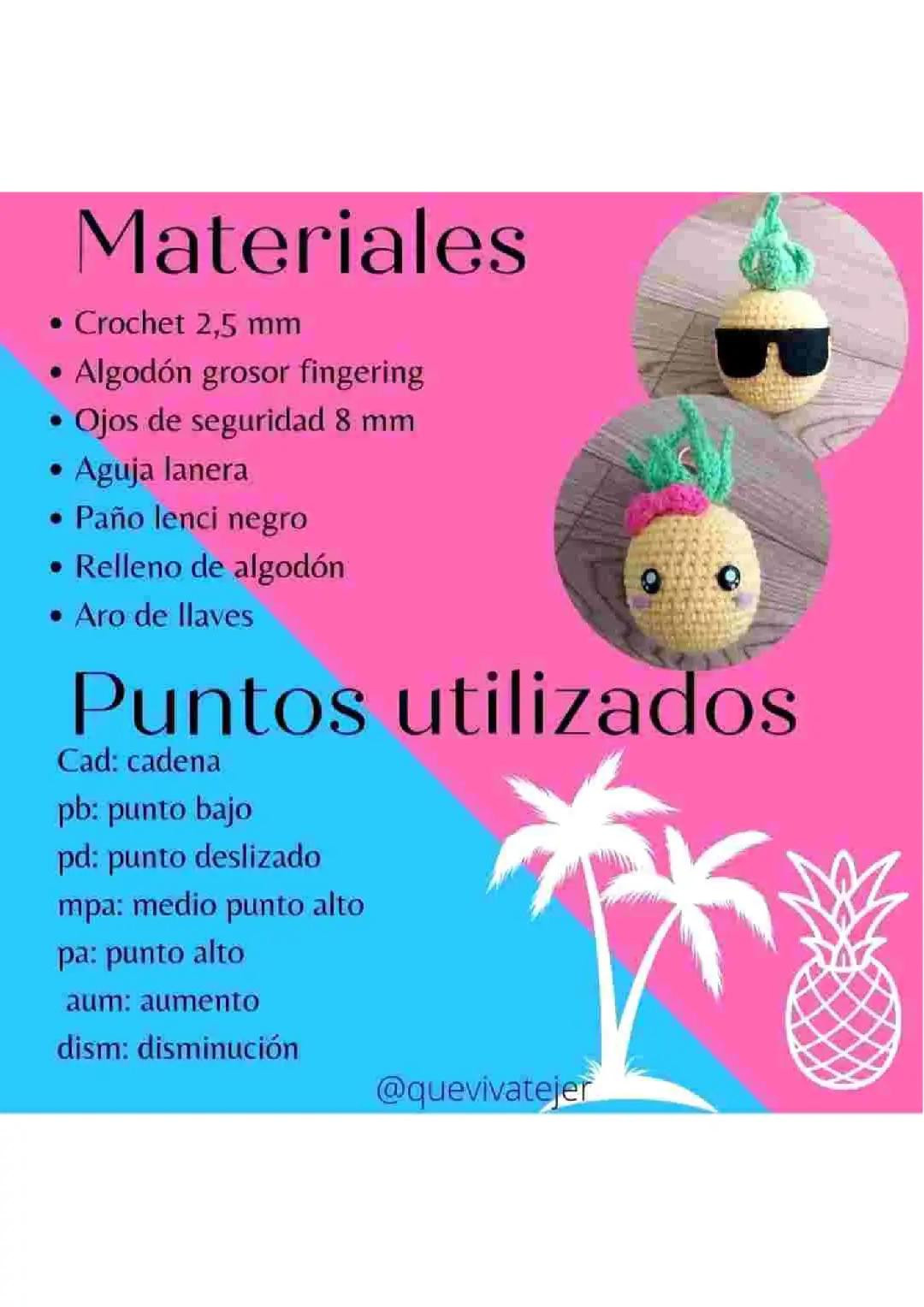 Patrón Gratis Amigurumi Dúo Piña con Gafas y Moño