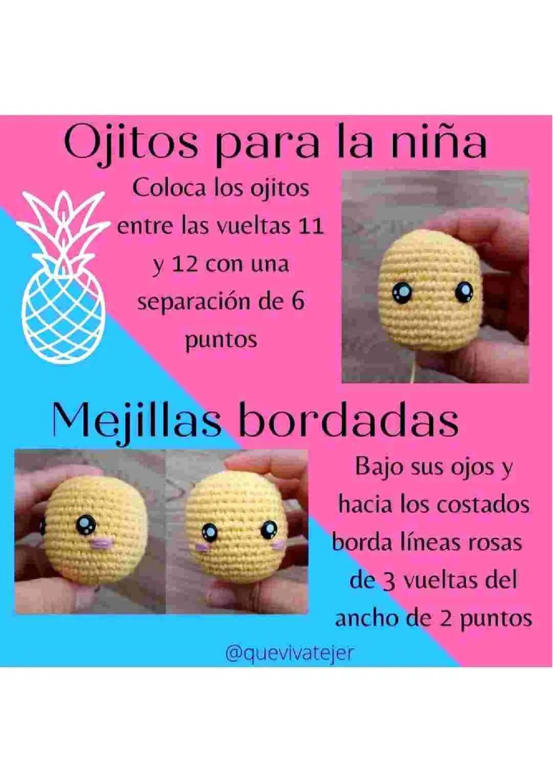 Patrón Gratis Amigurumi Dúo Piña con Gafas y Moño