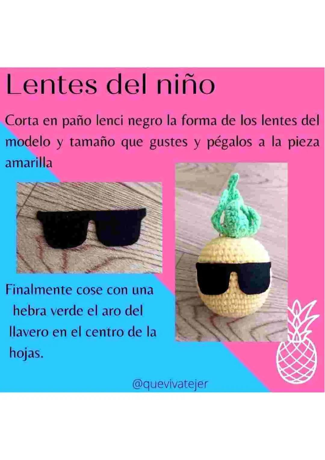 Patrón Gratis Amigurumi Dúo Piña con Gafas y Moño