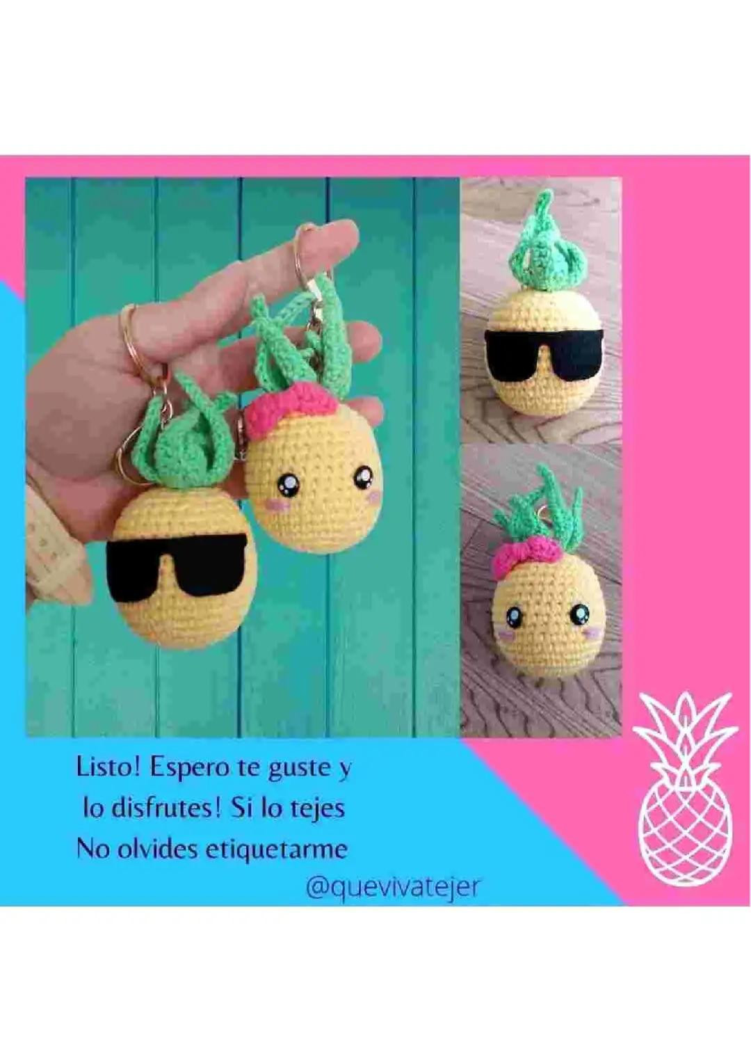 Patrón Gratis Amigurumi Dúo Piña con Gafas y Moño