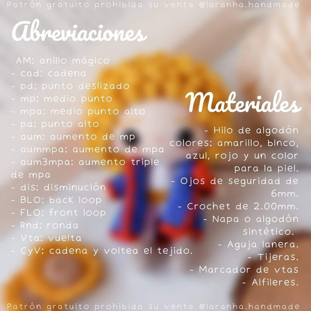 Patrón gratis Amigurumi El Principito