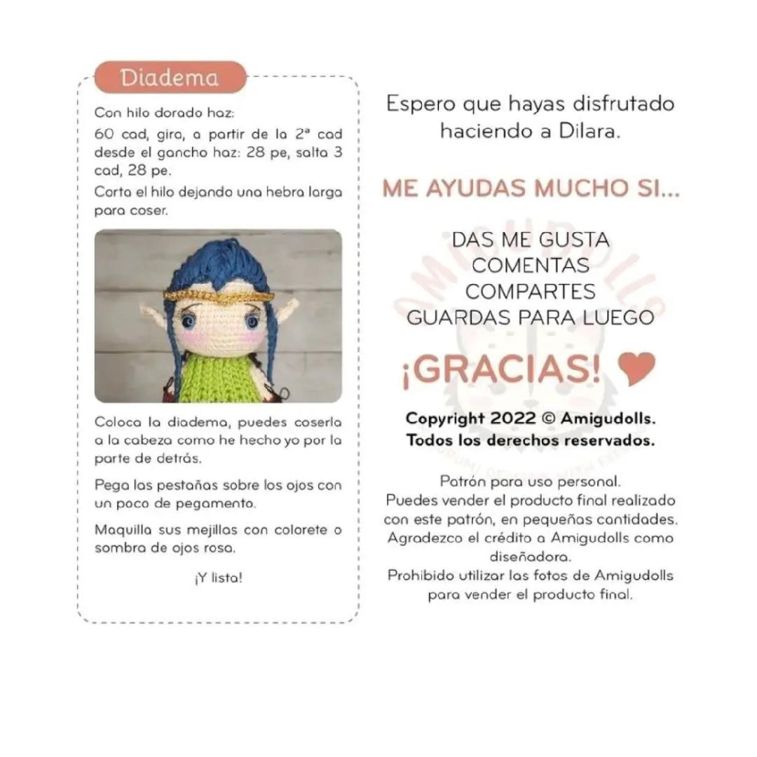 Patrón Gratis Amigurumi Elfa Dilara con Guía de Puntos