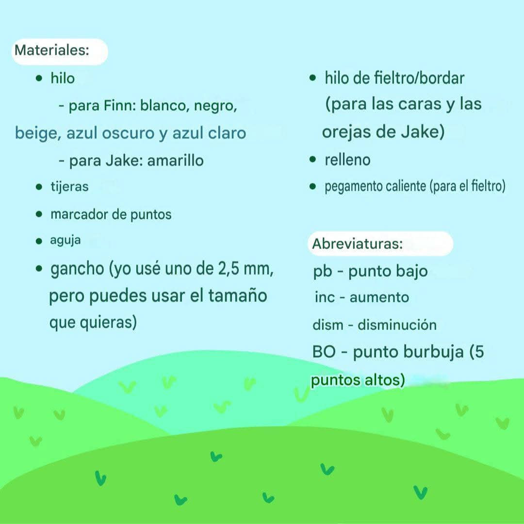 Patrón gratis Amigurumi Finn y Jake de Adventure Time