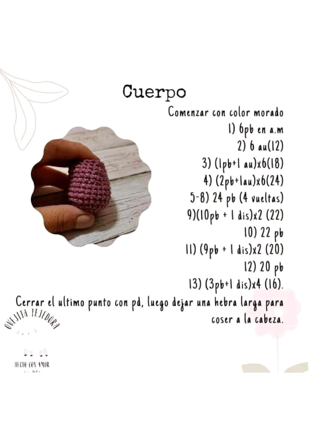 Patrón Gratis Amigurumi Hipócrates: Búp bê gấu màu tím hồng