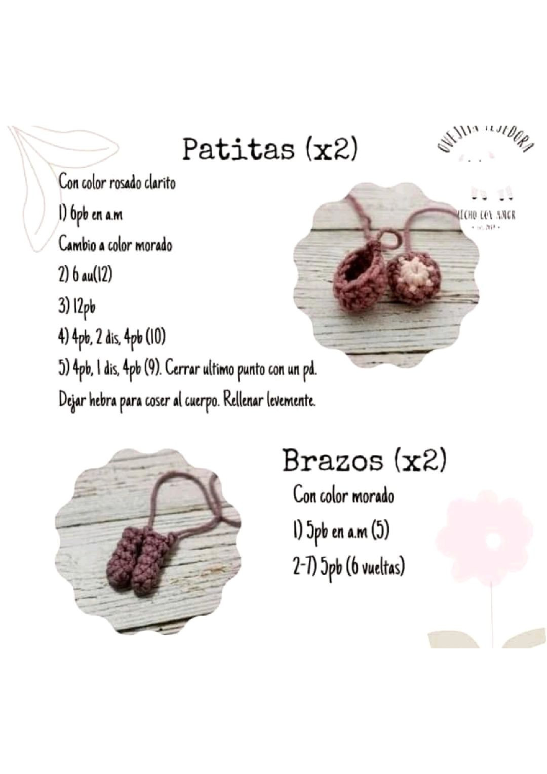 Patrón Gratis Amigurumi Hipócrates: Búp bê gấu màu tím hồng