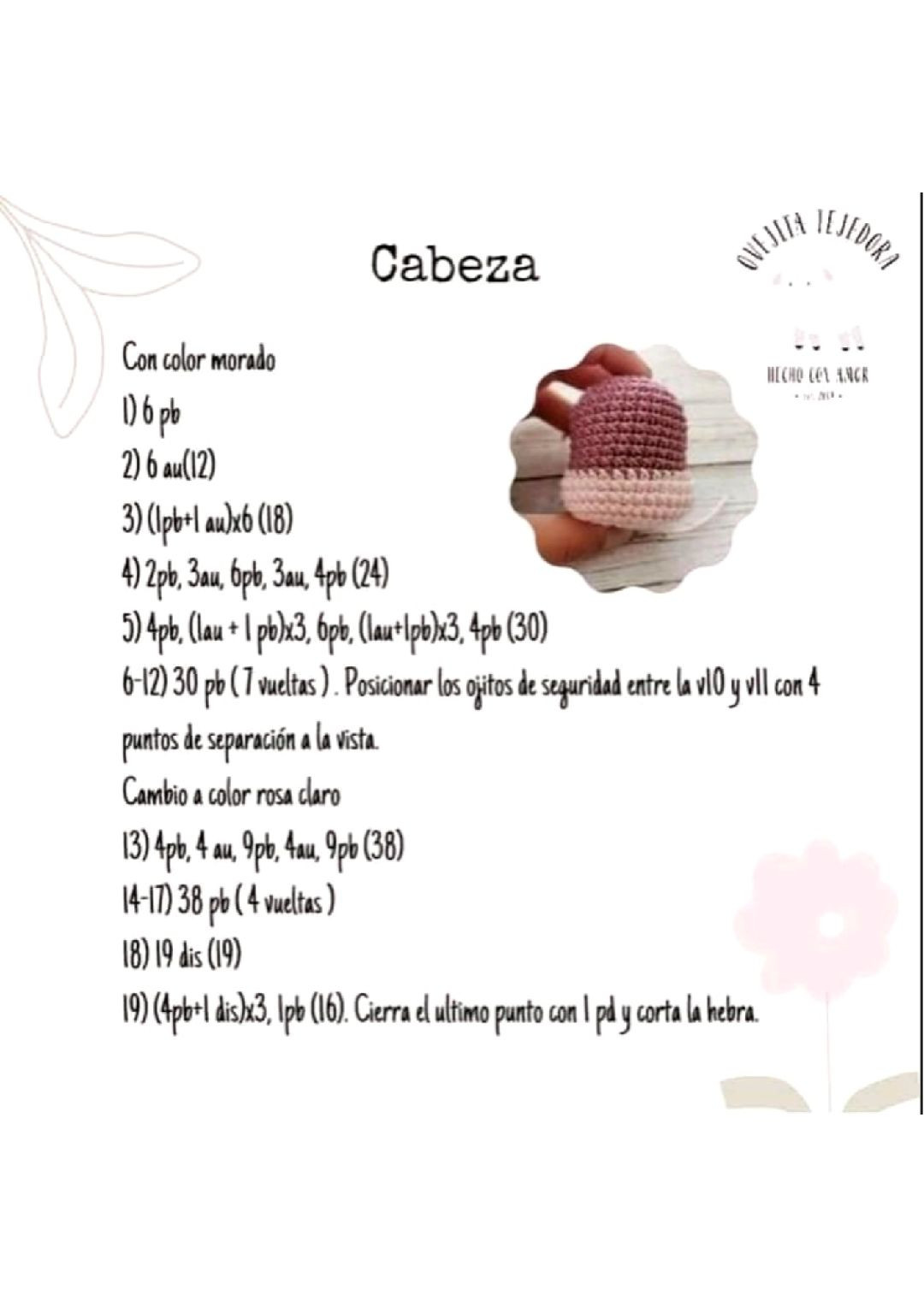 Patrón Gratis Amigurumi Hipócrates: Búp bê gấu màu tím hồng