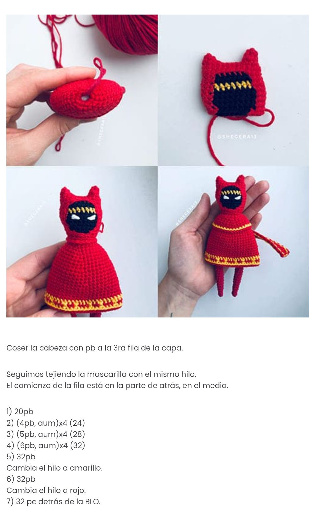 Patron gratis amigurumi Journey rojo y amarillo