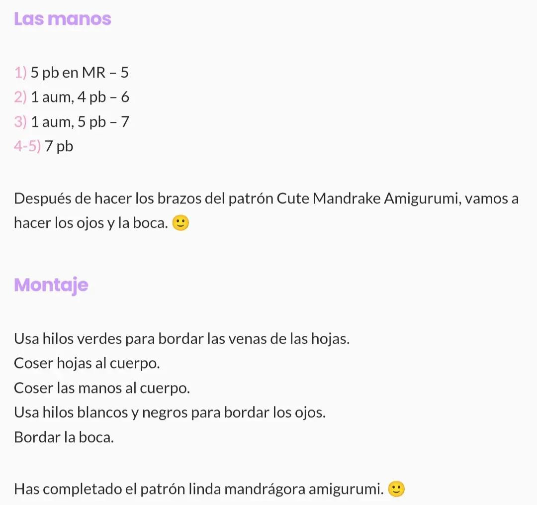 Patrón gratis amigurumi mandrágora tierna con hojas verdes