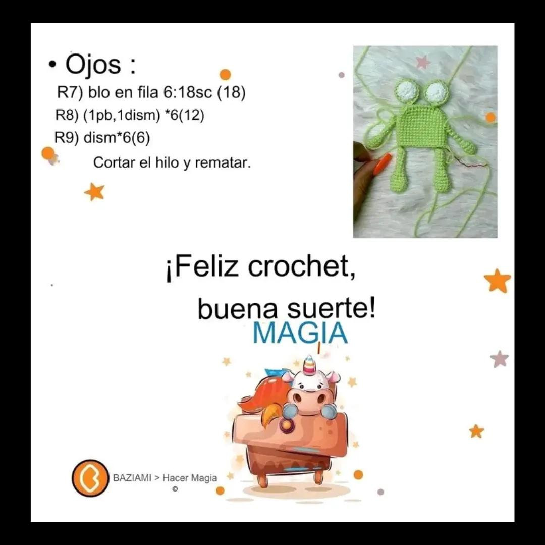 Patrón Gratis Amigurumi Monstruo Verde de Ojos Grandes