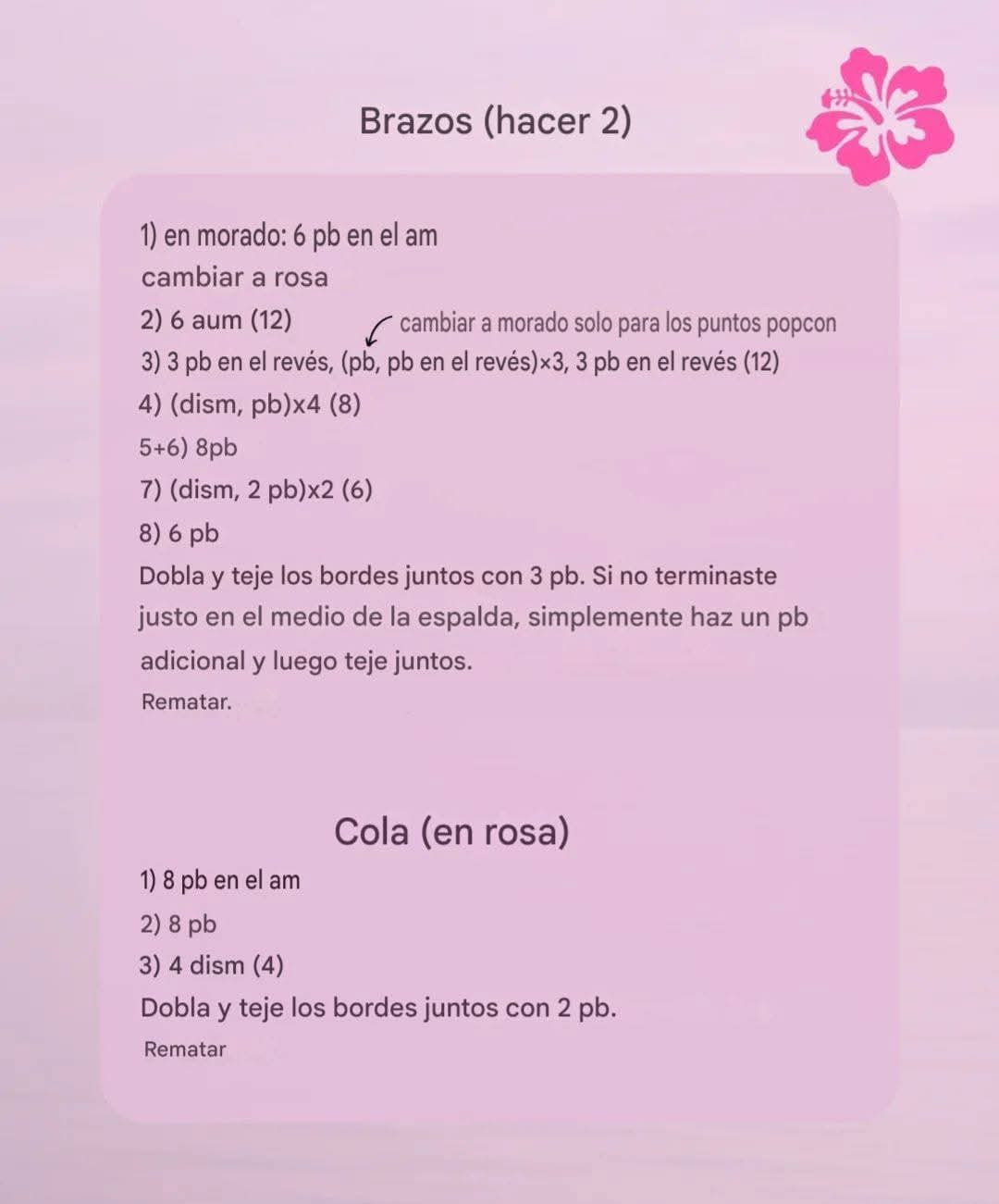 Patrón gratis amigurumi Pato rosa y morado chenilla